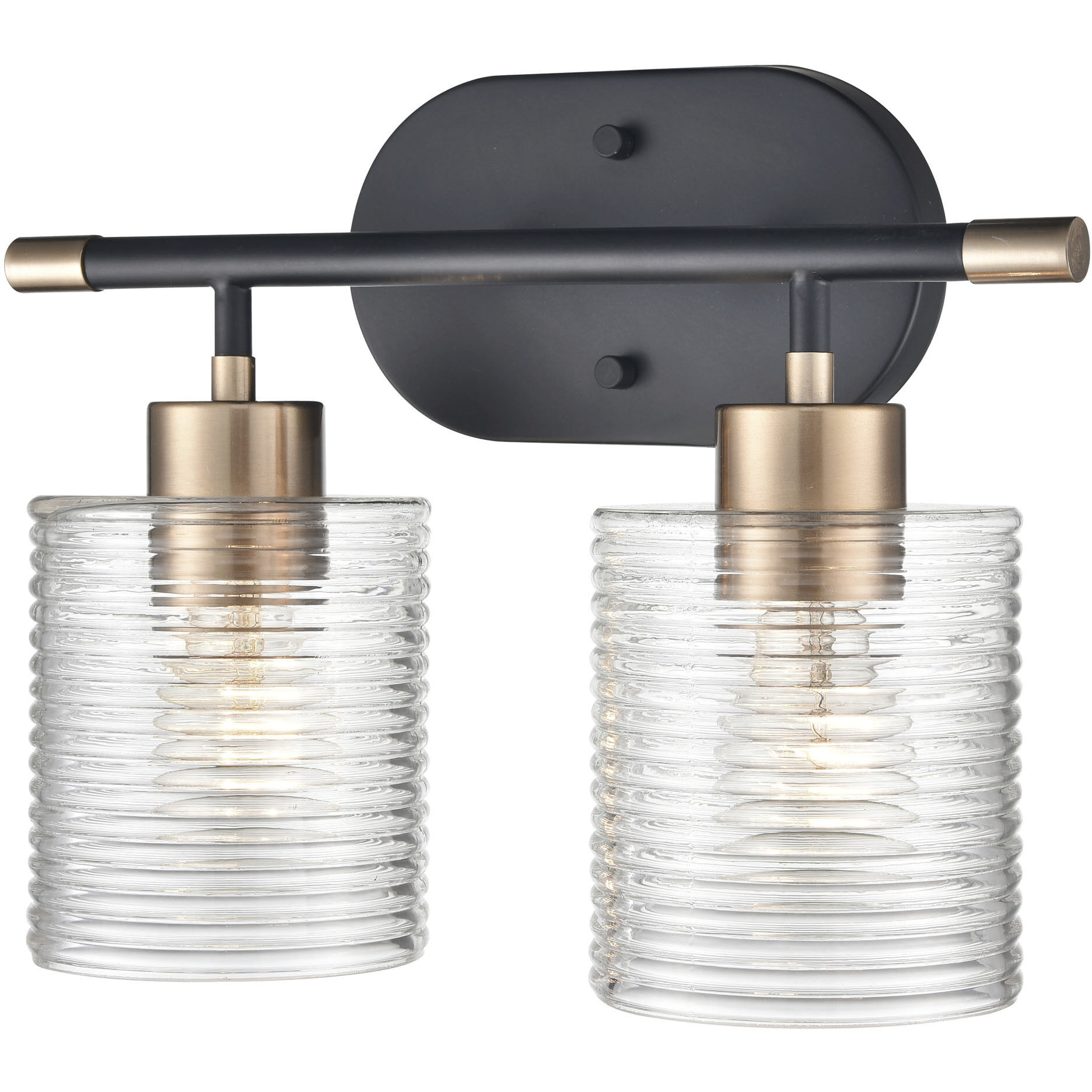 Renitta 2 Light 14 inch Matte Black/Modern Gold Bathroom Vanity Light Wall Light